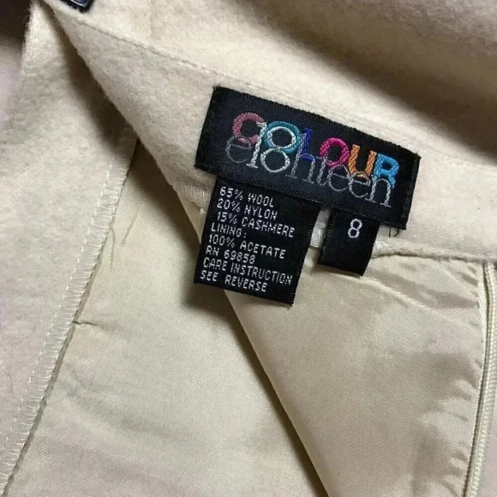 Colour Eighteen Vintage Wool Cashmere Pencil Skirt Size 8 - Picture 8 of 8